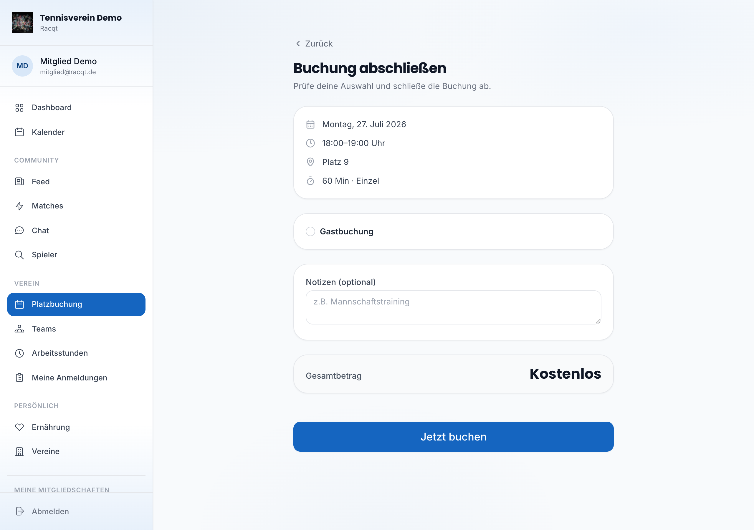 Buchung abschließen mit Live-Preis