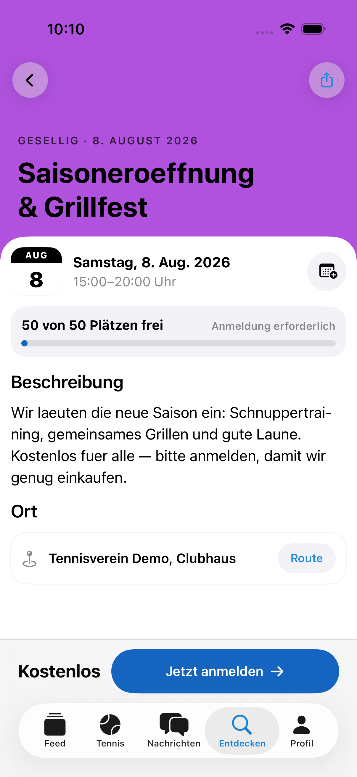 Die neue Veranstaltungs-Detailseite in der App