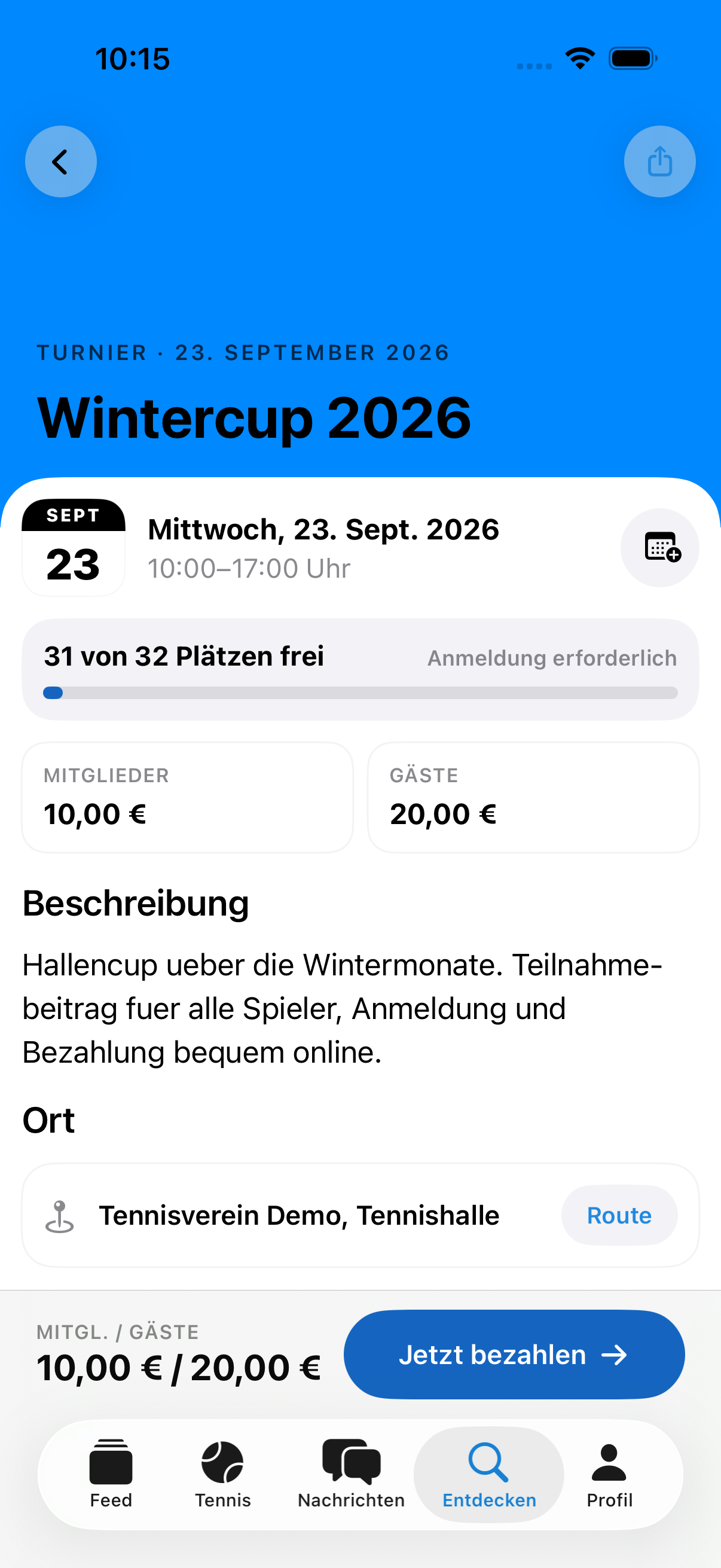 Zahlung für eine Veranstaltung abschließen – iOS