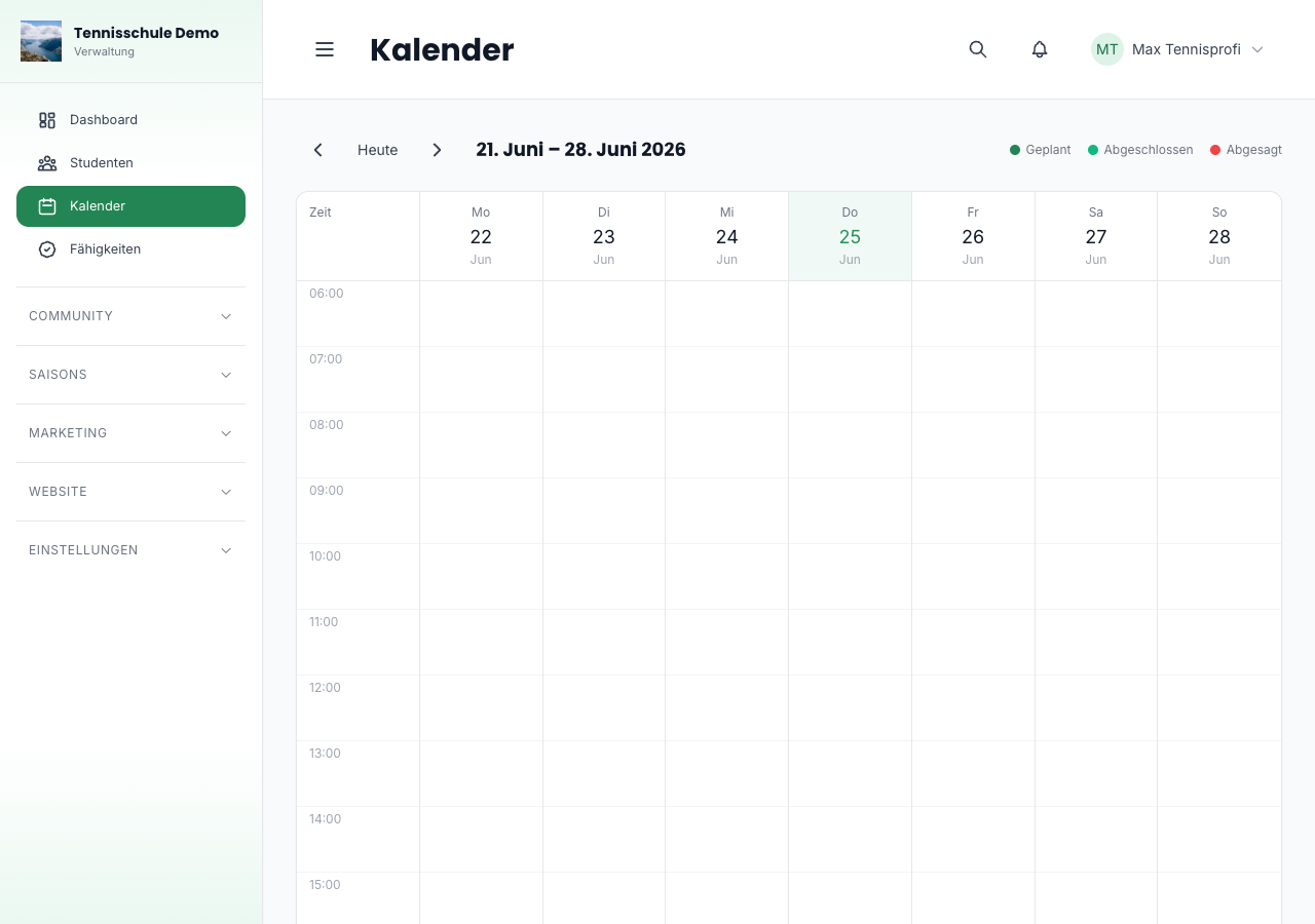 Statusfarben im Kalender (Legende)