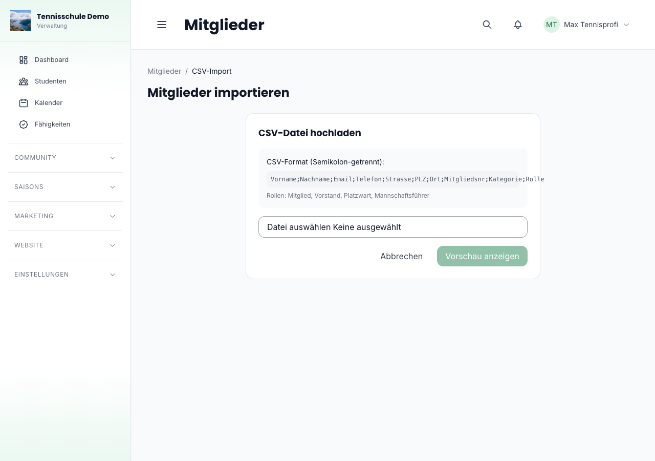 CSV-Import von Studenten