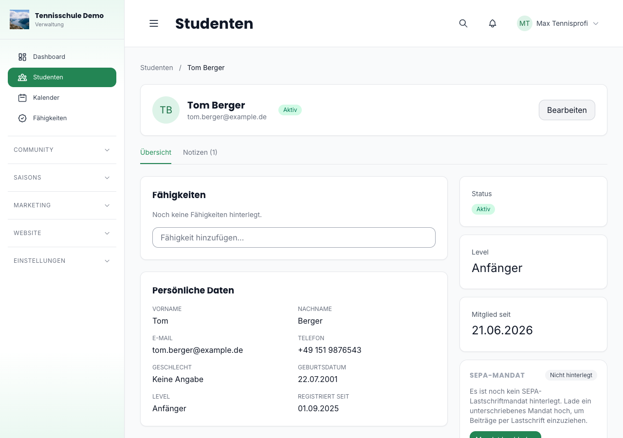 Stammdaten eines Studenten bearbeiten