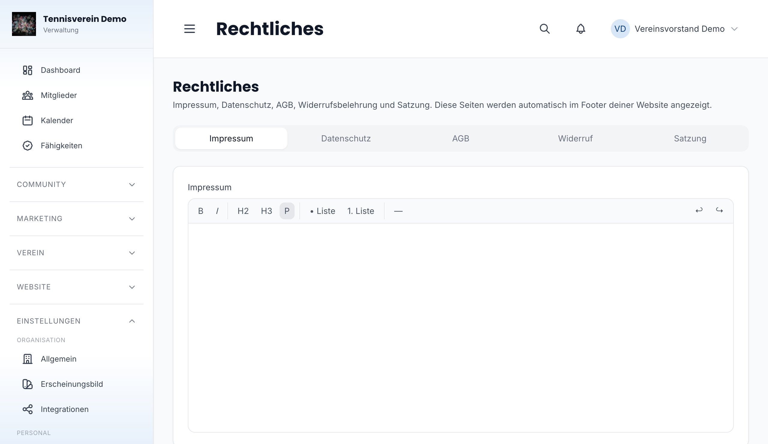Rechtliche Seiten – Impressum und Datenschutz